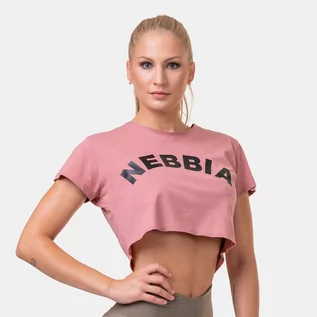 Koszulki sportowe damskie - NEBBIA Koszulka damska Fit&Sporty Crop Top Old Rose L - grafika 1