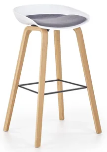 Biało-szary hoker drewniany w skandynawskim stylu P4-E58 - Taborety i hokery Biało-szary hoker drewniany w skandynawskim stylu P4-E58 - Taborety i hokery - miniaturka - grafika 1