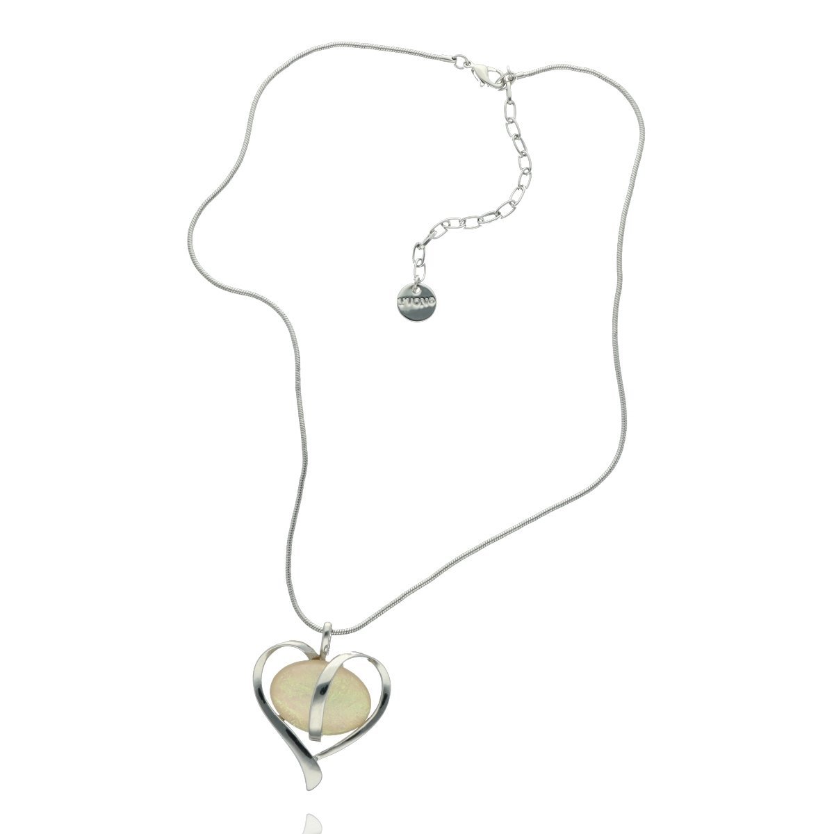 Naszyjnik Krótki Serce Z Żywicy Srebro Yvon