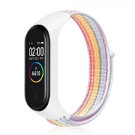 Akcesoria do smartwatchy - Opaska Pasek Bransoleta Nylon Xiaomi Mi Band 3 / 4 Biało-Tęczowa - miniaturka - grafika 1