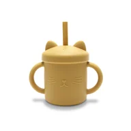 Kubki dla dzieci - LORELLI CUP - KUBEK SILIKONOWY ZE SŁOMKĄ YELLOW - miniaturka - grafika 1