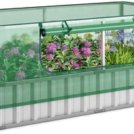 Szklarnie ogrodowe - Mini Szklarnia Ogrodowa z Ocynkowanej Stali, Zestaw Metalowych Donic Ogrodowych, Wentylowane Okno, Szklarnia do Kwiatów, Ziół, Warzyw - miniaturka - grafika 1