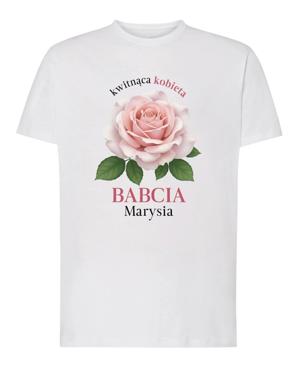 Koszulka Personalizowana Dzień Kobiet Kwiat dla Mamy Babci Biała L