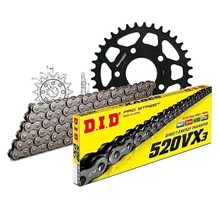 Zestaw łańcuchów DID stal 520VX3 / 110 zapięcie na klips do Honda NSR R 125 ccm rok prod. 1994-1997 - Części motocyklowe - miniaturka - grafika 1