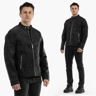 Kurtki męskie - Kurtka Męska Ramoneska Ekoskóra Biker Elegancka ze stójką Czarna KYMAXX L Czarny - miniaturka - grafika 1