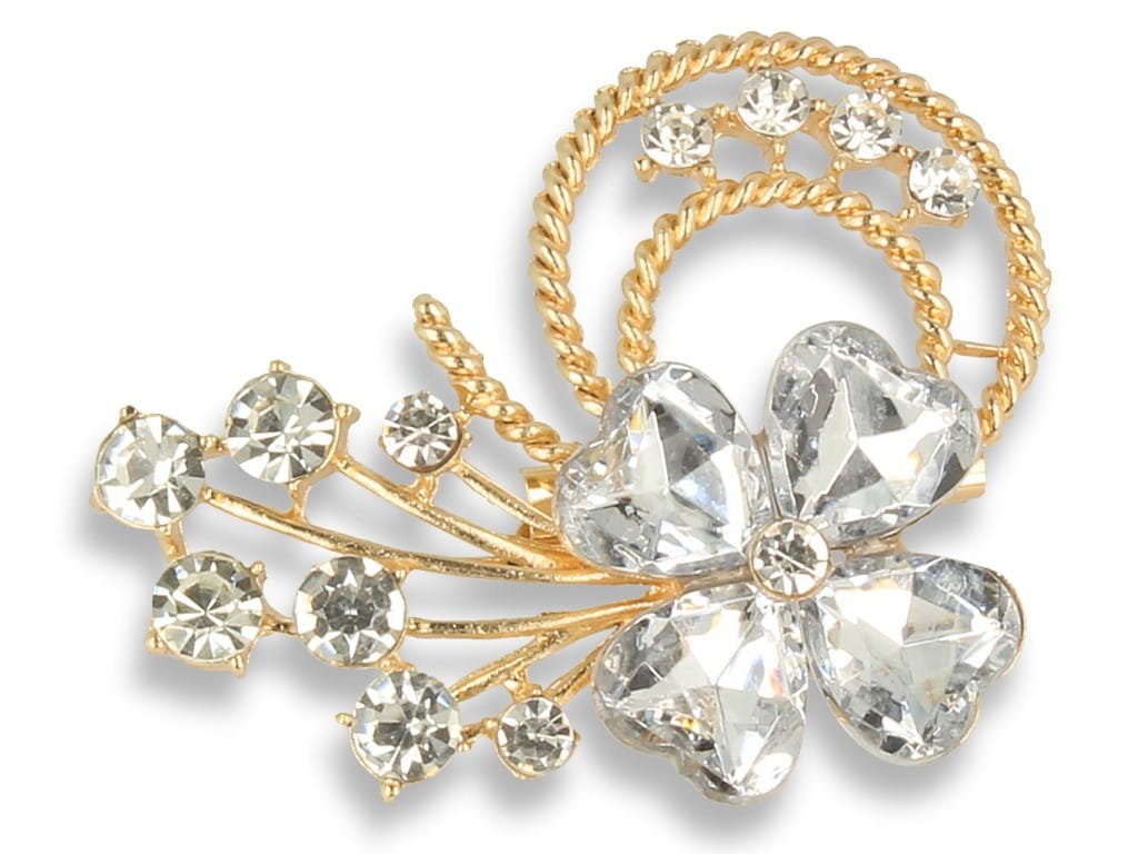 Broszka Damska Złota Bukiet Z Kwiatem