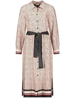 Sukienki - Gerry Weber Damska sukienka midi w kropki z paskiem w talię, długi rękaw, mankiety, sukienka midi, w kropki, długość do łydek, Ecru/biały/czarny nadruk, 44 - miniaturka - grafika 1