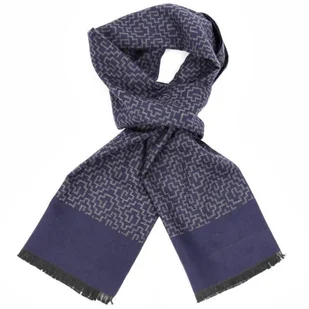 Ciepły szalik męski Cashmere geometryczny SZA-15 granatowo-szary - Apaszki i szaliki męskie - miniaturka - grafika 1