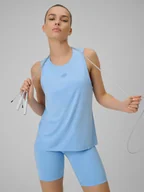 Koszulki sportowe damskie - 4F Top treningowy loose szybkoschnący damski - niebieski XL - miniaturka - grafika 1