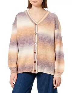 Sidona Damski sweter z dzianiny z guzikami 10430484, beżowy liliowy wielokolorowy, M/L, Beżowy, fioletowy, wielokolorowy, M-L - Swetry damskie - miniaturka - grafika 1