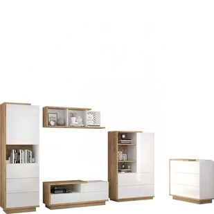Zestaw Mebli do Salonu 1 Hybrid MebloCross Craft Złoty / Biały Połysk - Inne meble do salonu - miniaturka - grafika 1