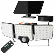 Lampy ogrodowe - Lampa Solarna LED Lepro, 1000lm, Czujnik ruchu, IP65 Pilot, 3 Panele LED - miniaturka - grafika 1