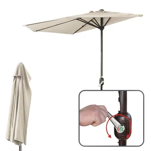 PARASOL OGRODOWY ŚCIENNY DUŻY SOLIDNY SKŁADANY 2,7 M Z KORBKĄ ECRU - Parasole ogrodowe - miniaturka - grafika 1