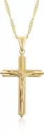 Biżuteria religijna - Srebrny pozłacany łańcuszek i krzyżyk z Panem Jezusem - miniaturka - grafika 1