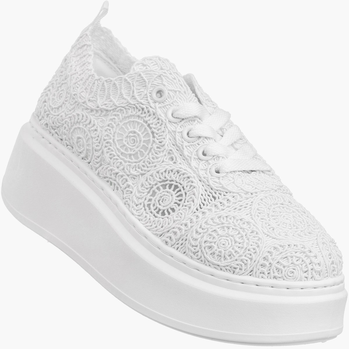 Sneakersy Damskie Na Platformie Buty Ażurowe Półbuty Białe Biały 41