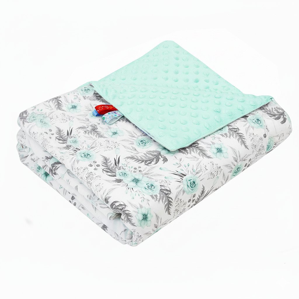 Koc kocyk pled pledzik MINKY 75x100 (mięta +garden miętowy)