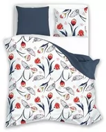 Pościel - Faro Pościel bawełniana 160x200 biała czerwona granatowa kwiaty 012 Fashion 23 - miniaturka - grafika 1
