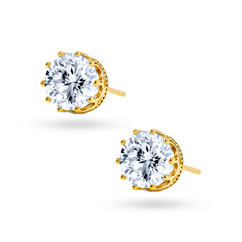 Srebrne pozłacane kolczyki z Moissanitem 2 x 1.00 ct sztyfty pr. 925