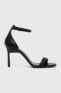 Sandały damskie - Calvin Klein sandały skórzane GEO STILETTO SANDAL kolor czarny HW0HW01610 - grafika 1