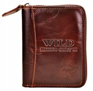Portfele - G4-223 Brązowy Skórzany Portfel Męski Na Suwak Hq - miniaturka - grafika 1