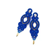 Kolczyki sutasz niebieskie ze złotem Ismara wieczorowe z kryształkami