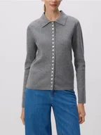 Swetry damskie - Reserved - Kardigan z ozdobnymi guzikami - szary - miniaturka - grafika 1