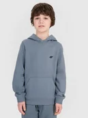 Bluzy dla chłopców - 4F Bluza dresowa nierozpinana z kapturem chłopięca - turkusowa 122 (6-7 lat) - miniaturka - grafika 1