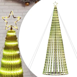 vidaXL Stożkowa choinka z lampek, 1028 ciepłych białych LED, 403 cm - Choinki - miniaturka - grafika 1