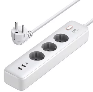 Listwa zasilająca Ugreen CD286 3x AC 2x USB USB-C 30W 2m Biała - Listwy zasilające - miniaturka - grafika 1