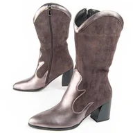 Botki damskie - Montevita Buty Na Pi?tce Tejan8 Szary - miniaturka - grafika 1