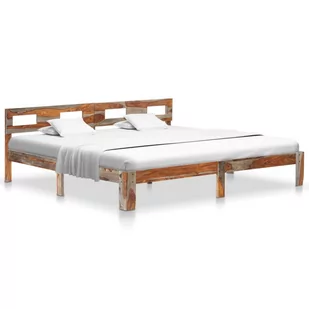 vidaXL Rama łóżka z litego drewna sheesham, 200 x 200 cm - Łóżka - miniaturka - grafika 1