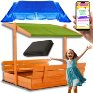 Place zabaw - BESTSELLER PIASKOWNICA DREWNIANA ZAMYKANA Z DASZKIEM + PLANDEKA + AGROWŁÓKNINA DUŻA XXL PREMIUM PREZENT DLA DZIECKA + EBOOK - miniaturka - grafika 1