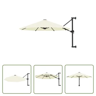 The Living Store Parasol ścienny na metalowym słupku - 300 cm - piaskowy - Parasol - Parasole ogrodowe - miniaturka - grafika 1