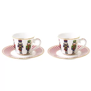 Easy life Filiżanki Do Espresso Porcelanowe Ze Spodkami Christmas In Easy Life Kremowe 80 Ml 2 Szt - Filiżanki - miniaturka - grafika 1
