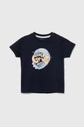 Koszulki dla chłopców - Guess t-shirt bawełniany niemowlęcy kolor granatowy z nadrukiem - miniaturka - grafika 1