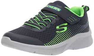 Buty dla chłopców - Skechers Chłopięce sneakersy Microspec, Navy Textile Lime Blue Trim, 32 EU - grafika 1