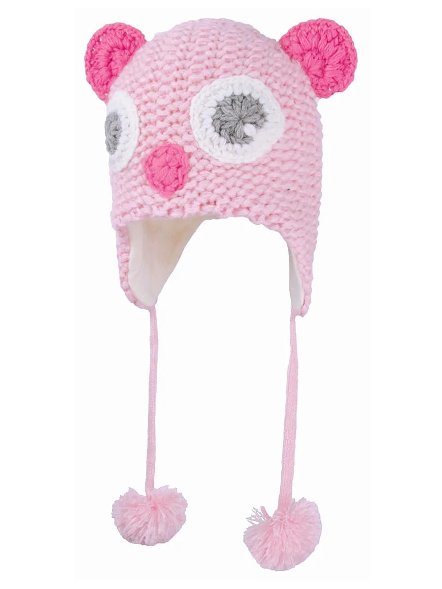 Dziewczęca czapka zimowa różowa z pomponami Doll r.43