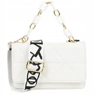 Torebki damskie - Torebka Damska Listonoszka Kopertówka Na Ramię Łańcuszek Ekoskóra Biała - miniaturka - grafika 1