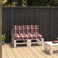 Poduszki ogrodowe - vidaXL Poduszki na sofę z palet, 2 szt., w czerwoną kratę - miniaturka - grafika 1