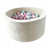 Suche baseny - Suchy basen z kulkami 40x90 Velvet Krem 200 piłek - GOTOWY MIX - miniaturka - grafika 1