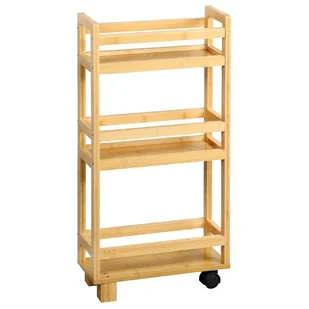 Wąski regał bambusowy na kółkach 15 x 36 x h74 cm - Wózki kuchenne - miniaturka - grafika 1