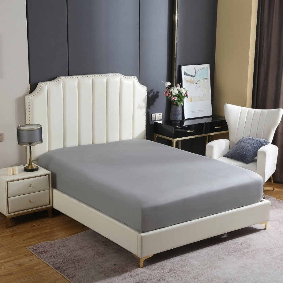 Prześcieradło satyna bawełniana z gumką 200x220 SIN ciemnoszare