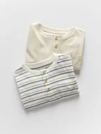 Bluzki dla niemowląt - Reserved - Bawełniany longsleeve 2 pack - beżowy - miniaturka - grafika 1