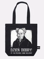 Torby i wózki na zakupy - DZIEŃ DOBRY / SCHOPENHAUER / torba bawełniana / czarna - miniaturka - grafika 1