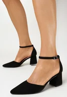 Czółenka - Czarne Czółenka na Niskim Słupku z Migdałowym Noskiem Serialia - miniaturka - grafika 1