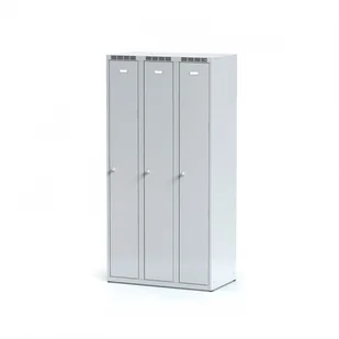 Alfa 3 Metalowa szafka ubraniowa trzydrzwiowa, szare drzwi, zamek obrotowy 1261573 - Szafki BHP - miniaturka - grafika 1