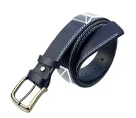 Paski - Pasek Skórzany PAS-MAX (PL) Skóra Naturalna Licowa EXTRA 40 mm Granatowy Z Białą I Niebieską Nitką - miniaturka - grafika 1