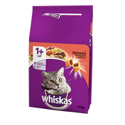 Sucha karma dla kotów - Whiskas 1+ lat z Wołowiną 1,4 kg - miniaturka - grafika 1