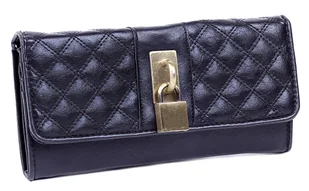 Czarny pikowany portfel z kłódką - Portfele - miniaturka - grafika 1