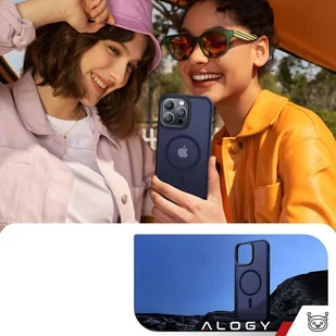 Etui do iPhone 15 Pro MagSafe Matt Case Cover matowe obudowa Alogy Ring pancerne na telefon Granatowe - Etui i futerały do telefonów - miniaturka - grafika 6